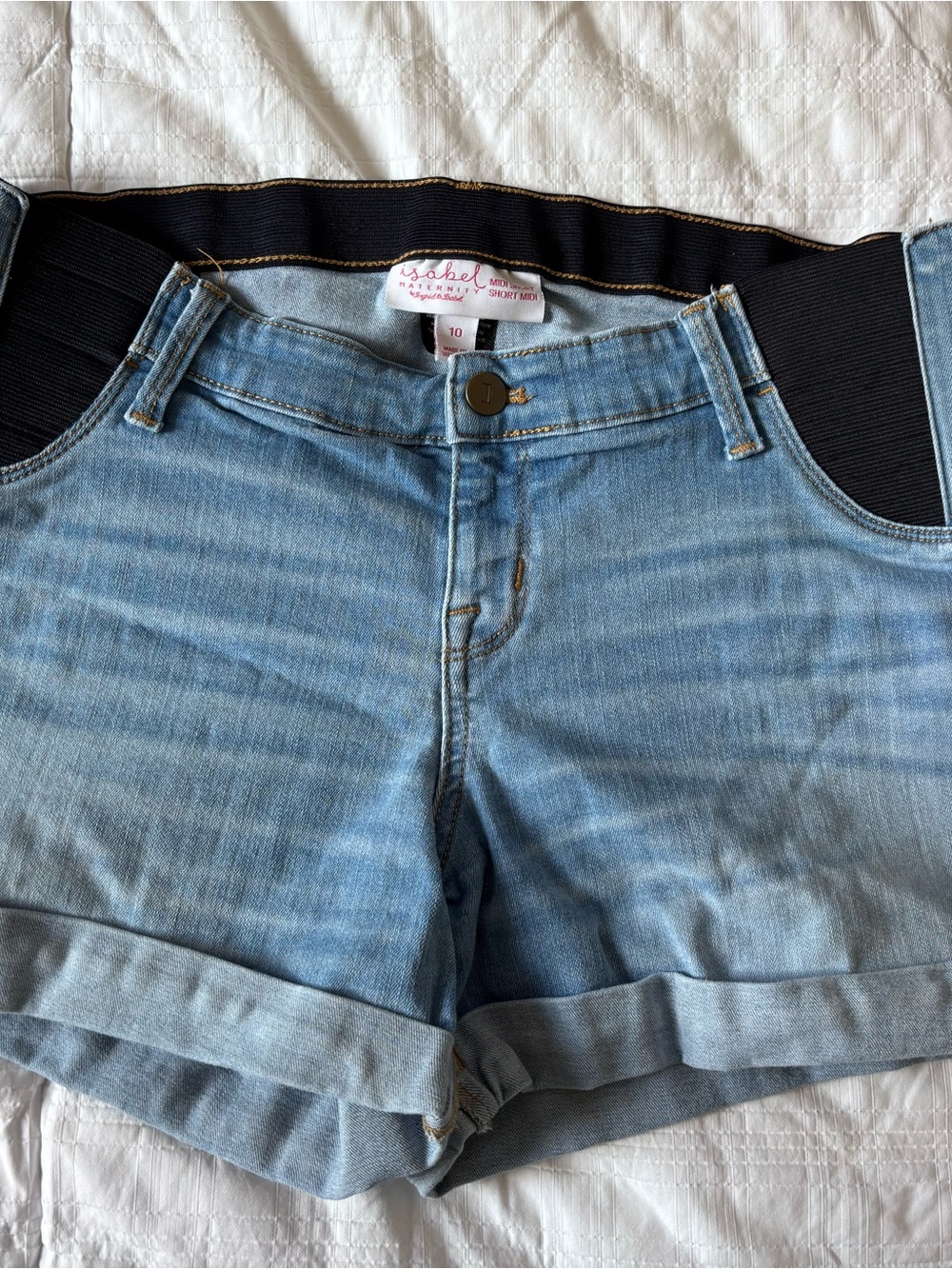 RACHEL Rachel Roy Light Blue Denim Shorts with Stretch Waistband